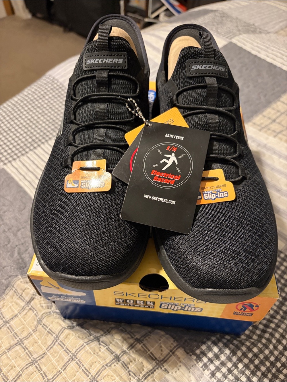 Ladies Skechers Slip-Ins Black Knit Work Sneakers